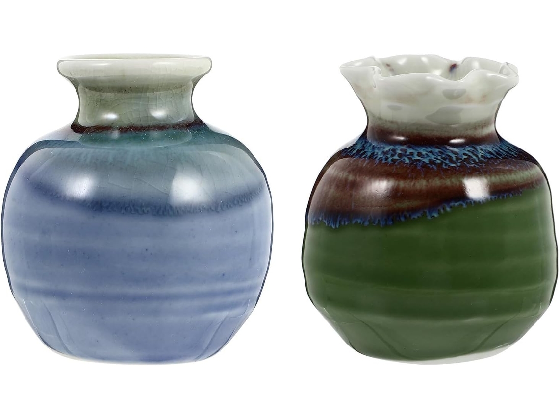 Conjunto De 2 Vasos De Cerâmica Modernos E Elegantes, Mini Vasos Decorativos Para Mesa.