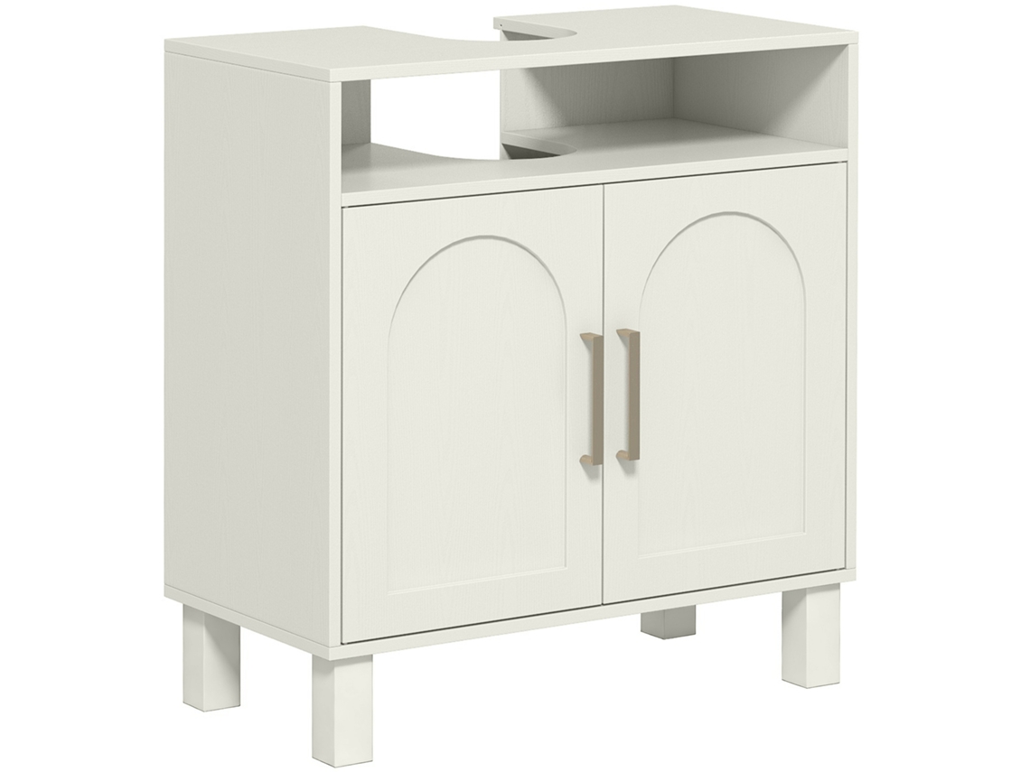 Móvel Para Banheiro Com Pia, 2 Portas E Prateleira Ajustável, 60 X 30 X 63 Cm, Branco