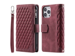 Capa Pega Para Iphone 14 Pro Pele Sintética Vermelho