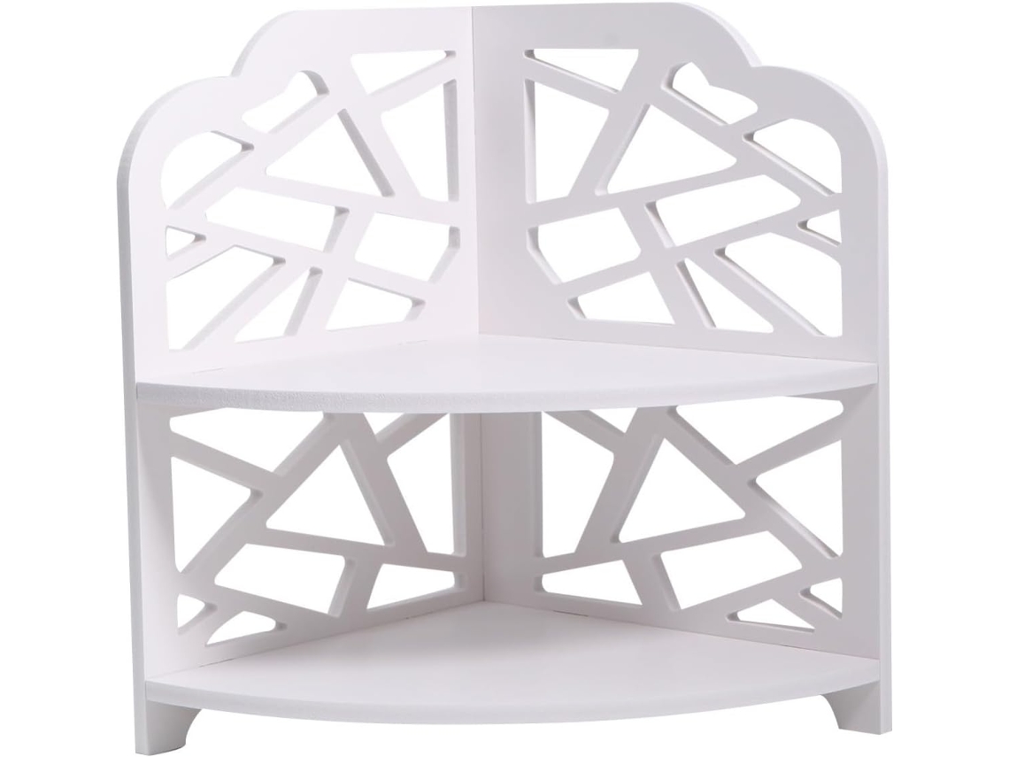Prateleira De Armazenamento Para Banheiro Em Pvc Branco Com Canto Vazado Esculpido