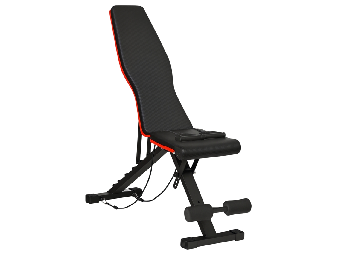 Banco De Musculação Dobrável Com Encosto Ajustável (6 Níveis), Assento (4 Almofada, 130 X 34 X 109 Cm, Preto E Vermelho.