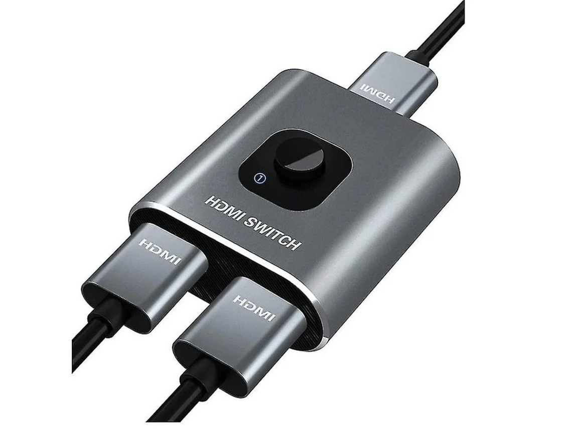 Interruptor Hdmi 4k 60hz Divisor Bidirecional De Alumínio Gana Manual Duplo 1 Entrada 2 Saída Ou Entradas Para Bestvite