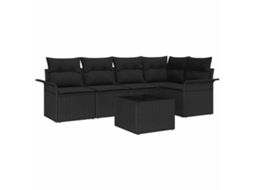 Maison Exclusive - Conjunto De Sofá De Jardim 6 Unid. Preto Vime Pe