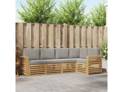 Vidaxl Conjunto De Sofás Para Exterior 5 Pcs Branco E Cinzento-claro