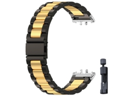 Pulseira De Aço Inoxidável Com Três Elos, Adequada Para O Relógio Samsung Galaxy Fit3.preto E Dourado Yunzii