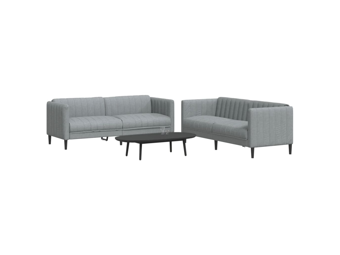 Vidaxl 2 Pcs Conjunto De Sofás Tecido Cinzento-claro