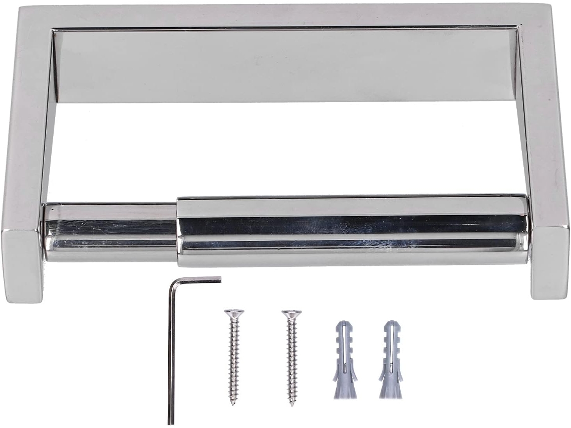 Suporte De Papel Higiênico Omabeta Em Aço Inoxidável 304 Para Montagem Na Parede, 12, 4cm, Acabamento Brilhante