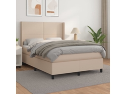 Cama Com Molas/colchão 140x200 Cm Couro Artificial Cappuccino
