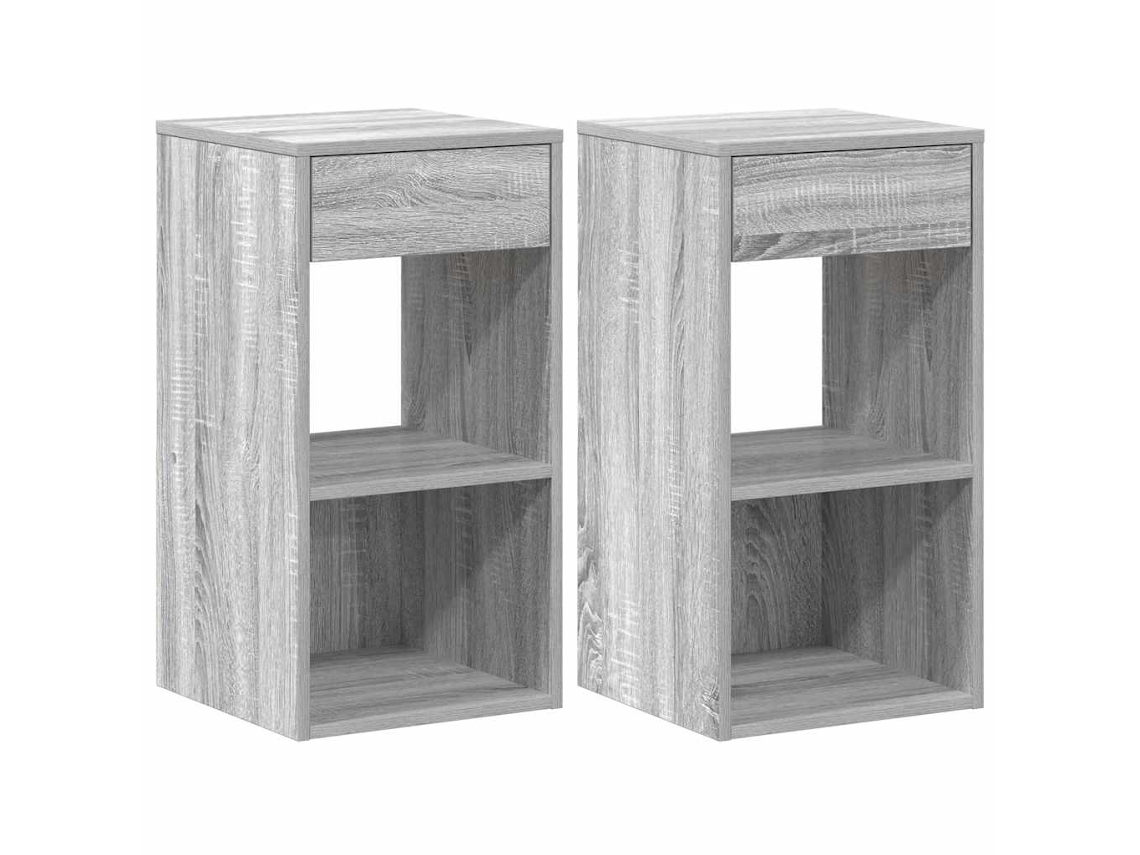 Bedside Cabinet, Bedside Cabinets Vidaxl Cinzeto Madeira Processada (n/a)