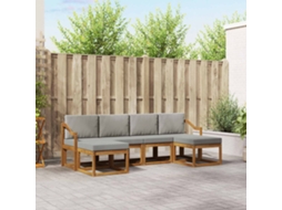 Vidaxl Conjunto De Sofás Para Exterior 6 Unid. Cinza Natural E Claro