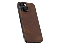 Capa Traseira De Pu Tpu Pc Para Iphone 15 Da Tkdaddy Com Armação De Lente De Metal Marrom