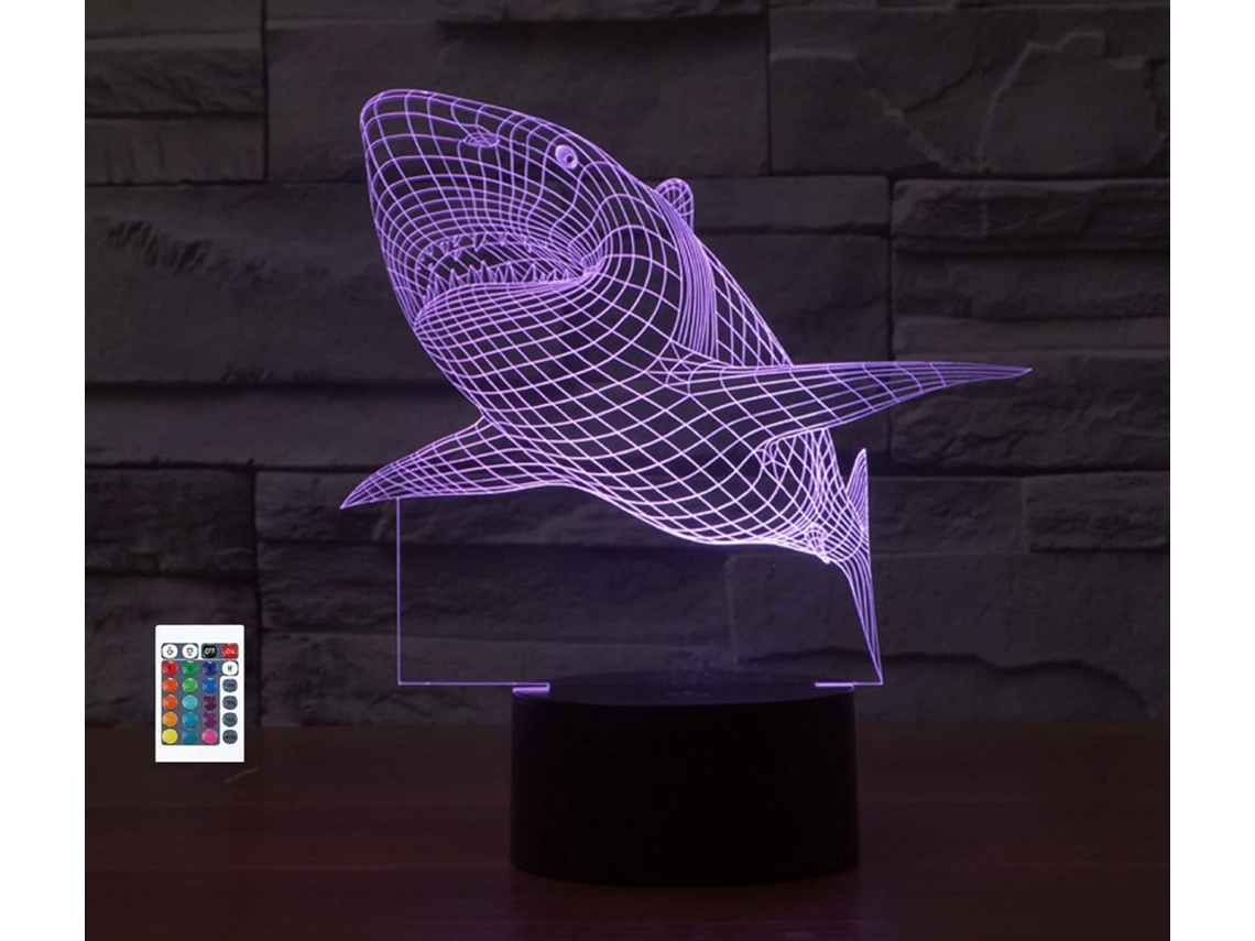Luminria Noturna 3d Tubaro Wj Com Controle Remoto, 16 Cores, Iluso De Acrlico, Led, Para Cabeceira, Decorao De Mesa De Quart Aquaforge