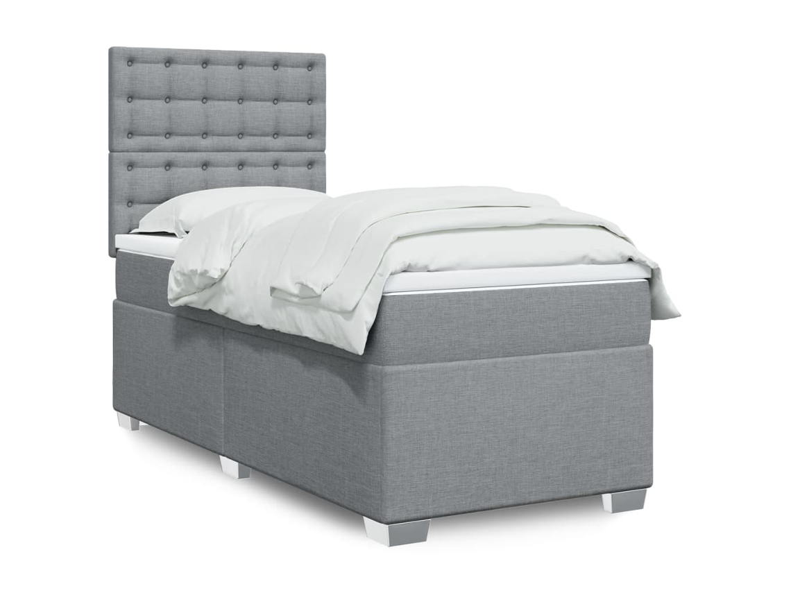 Vidaxl Cama com Molas/colchão 90x200 Cm Tecido Cinza claro