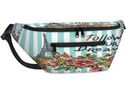 Bolsa Transversal Listrada Tropicallife com Estampa da Torre Eiffel 38 X 25 9 19 Cm Impermeável Design Pa To