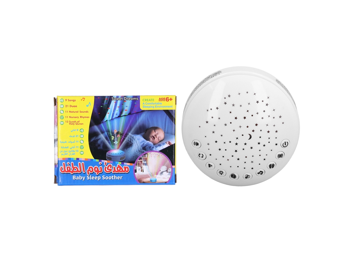 Primerox máquina de Som para Bebê com Projetor de Estrelas Luz Noturna Músicas Canções Sura Alcorão
