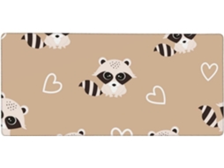 Mousepad Grande para Computador com Estampa de Guaxinim Fofo, Base Borracha Antiderrapante, 40 X 90 Cm
