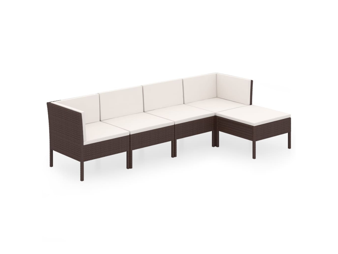 Maison Exclusive - 5 Pcs Conjunto Lounge Jardim C/ Almofadões Vime Pe Castanho