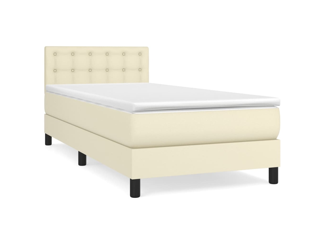 Box Spring Bed, Box Spring Beds Vidaxl Creme Couro Artificial (100 X 200 Cm)