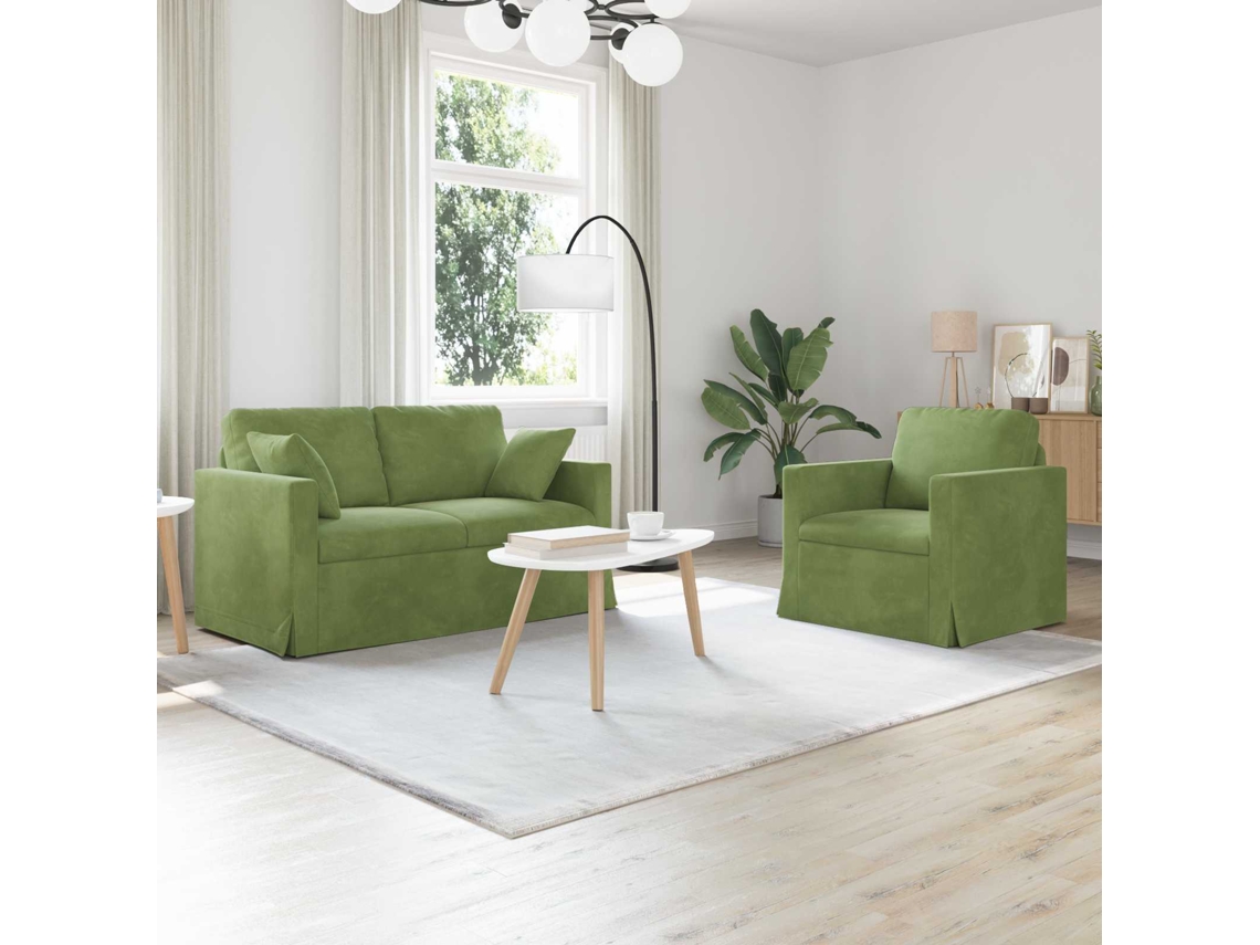 Vidaxl Conjunto De Sofás 2 Unid. Verde Claro Veludo