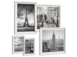 Quadros Decorativos Para Parede Ondas, Linhas Neon, Fundo Escuro Moldura Branca Imagens Para Um Quarto Infantil Espelharte (conjunto De 5 Imagens)
