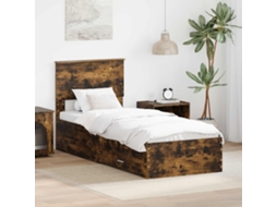 Vidaxl Estrutura Da Cama Carvalho Defumado E Prata 75 X 190 Cm