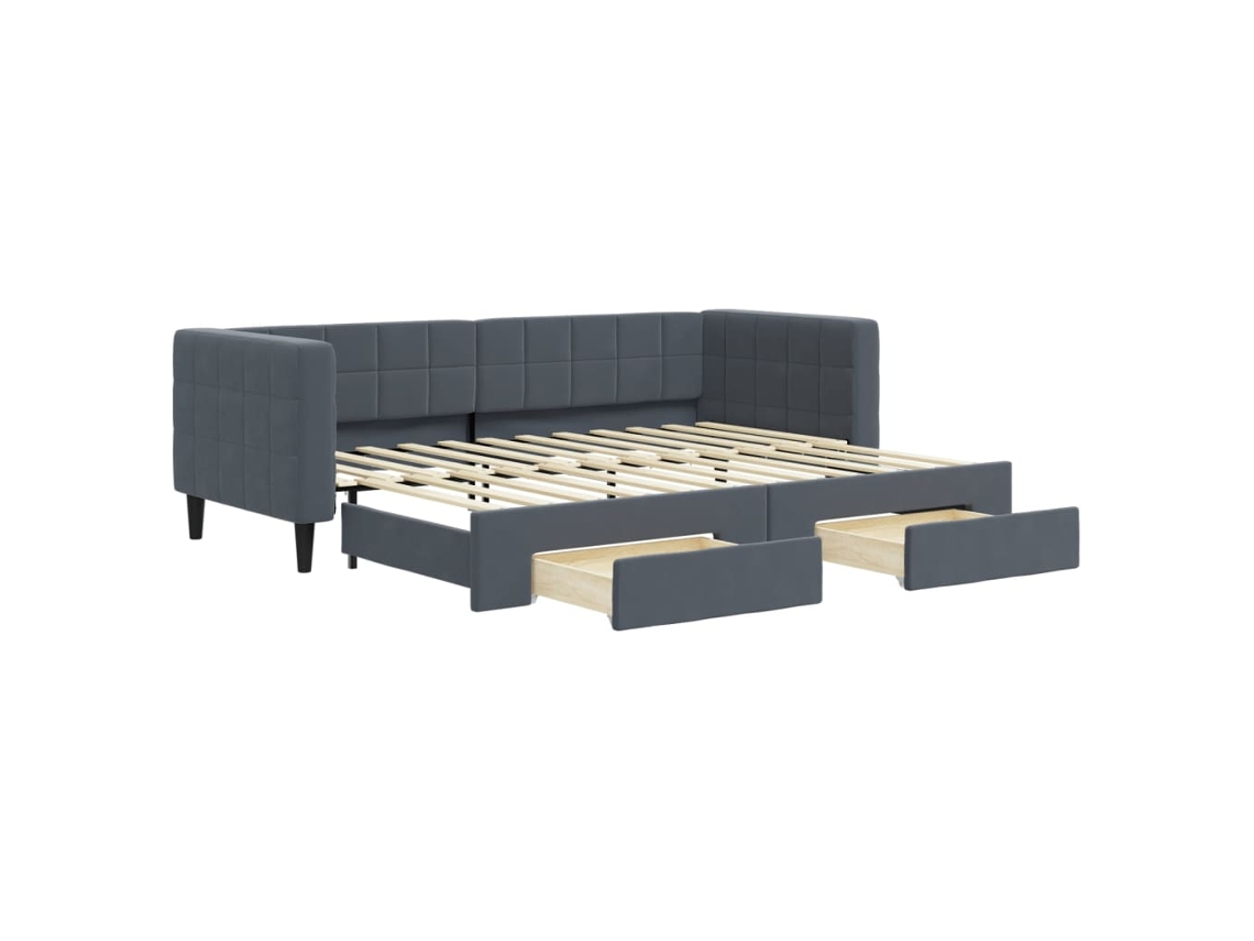 Sofá-cama Com Gavetão Vidaxl Cinzeto Veludo