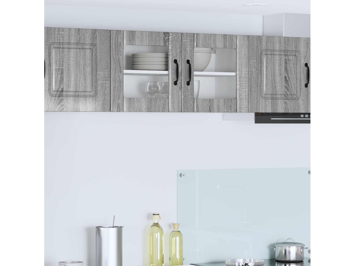 Vidaxl Armário De Vidro De Parede Lucca Sonoma Cinzento