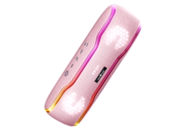 Caixa de Som MDUG portátil à prova d'água IPX7 com luz estéreo (rosa)