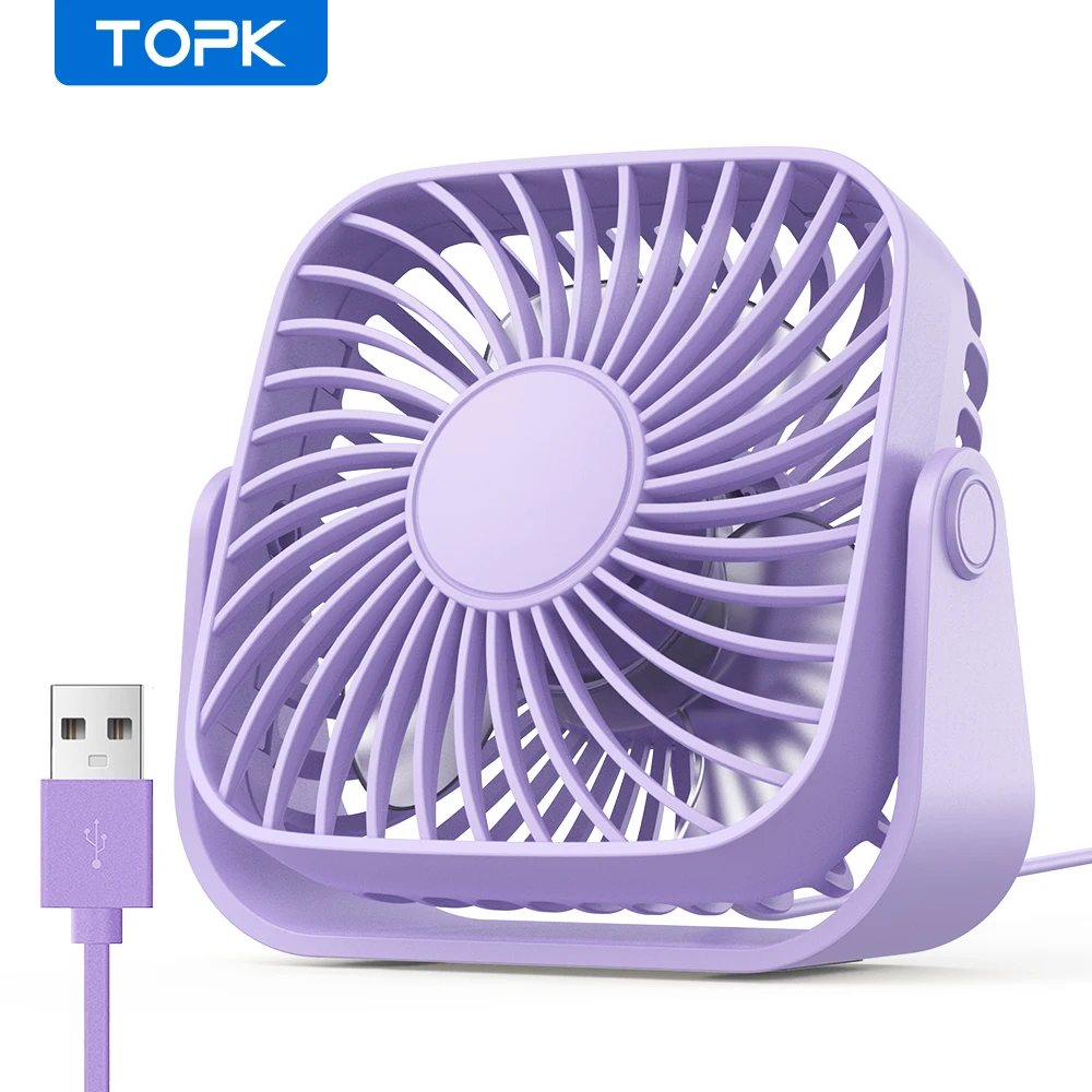 (roxo) Mini Ventilador Portátil Usb Silencioso De 4 Polegadas Com Três Configurações De Velocidade