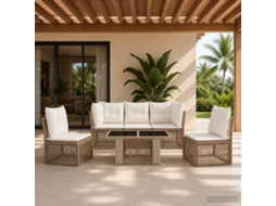 Vidaxl Conjunto De Sofá De Jardim 6 Unid. Bege Vime Pe