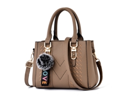 Bolsa Feminina de Grande Capacidade 2026, Bolsa de Ombro, Chaveiro com Pompom, Bolsa Pequena cáqui YUNZII