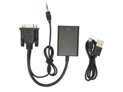 Aetheria adaptador Conversor Vga para Hdmi com Cabo Áudio 3.5mm Plug And Play 1080p para Tv Monitor Projetor