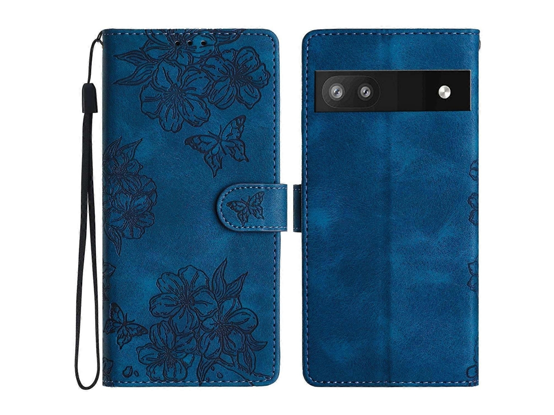 Capa De Couro Pu Com Estampa De Borboleta E Flor Para Google Pixel 8a