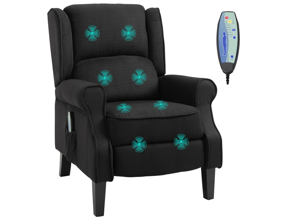 Cadeira De Massagem Relaxante Com Controle Remoto E Capa De Camurça, 78x83x101cm, Preta