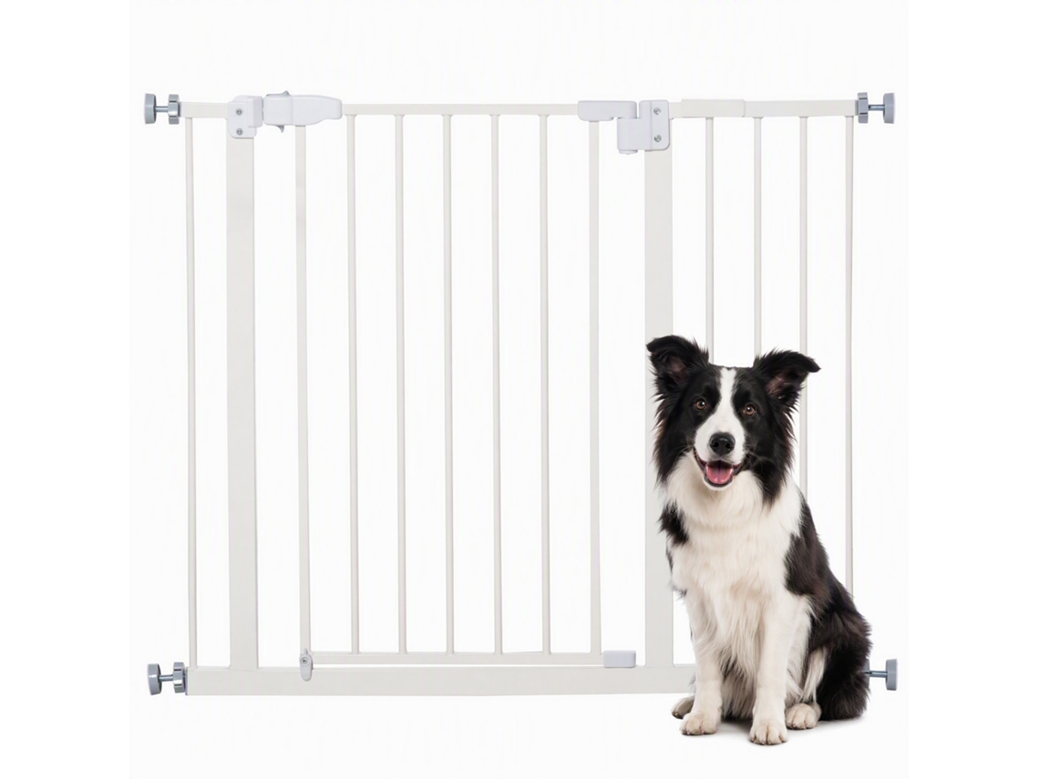 Porta Com Comprimento Ajustável E Fecho Automático, Branco 74‑97,5x76,2cm Para Escadas