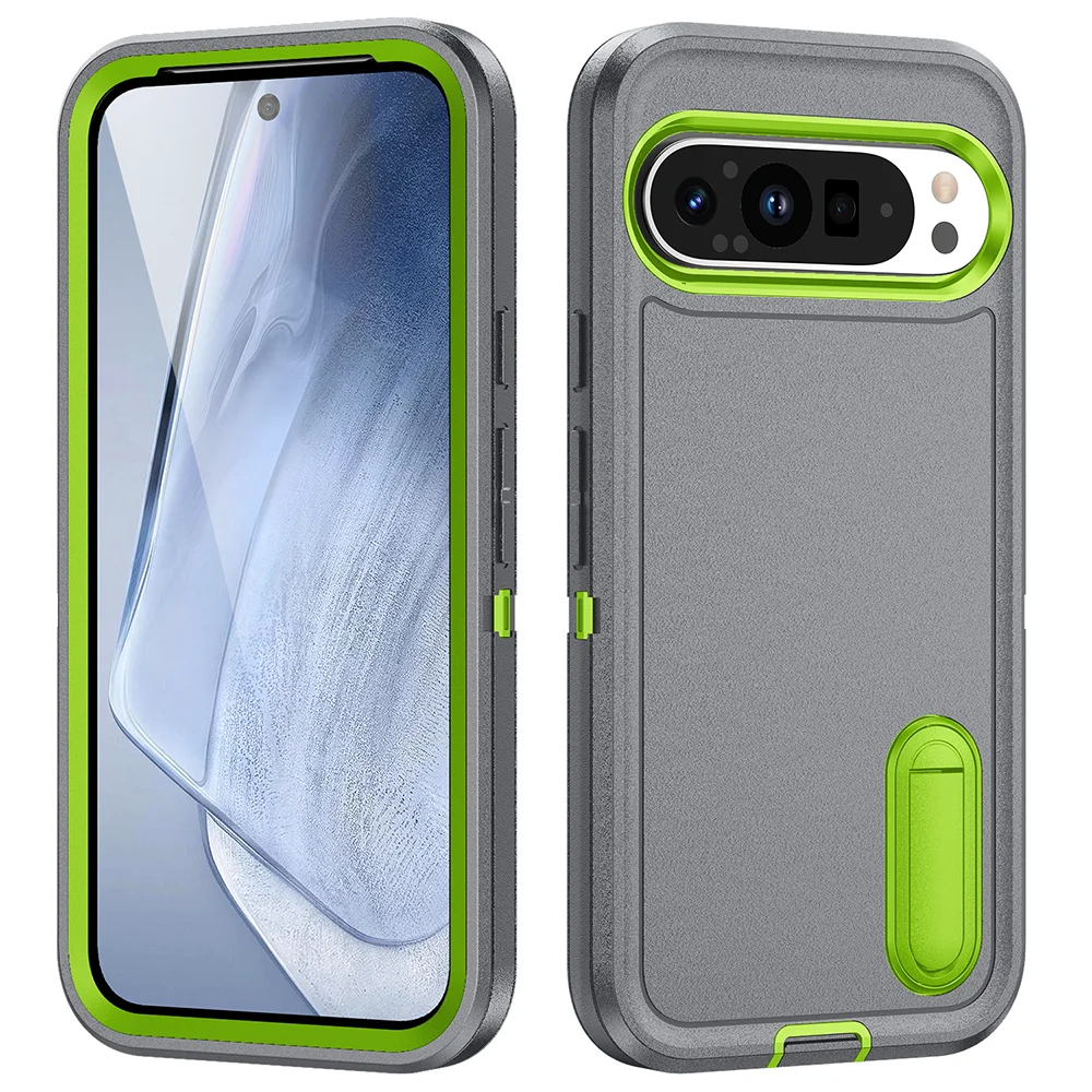 (cinza-esverdeado, Google Pixel 9 Pro Xl) Capa Protetora Reforçada De Dupla Camada, Suporte Invisível À Prova De Choque, Capa Traseira Fosca