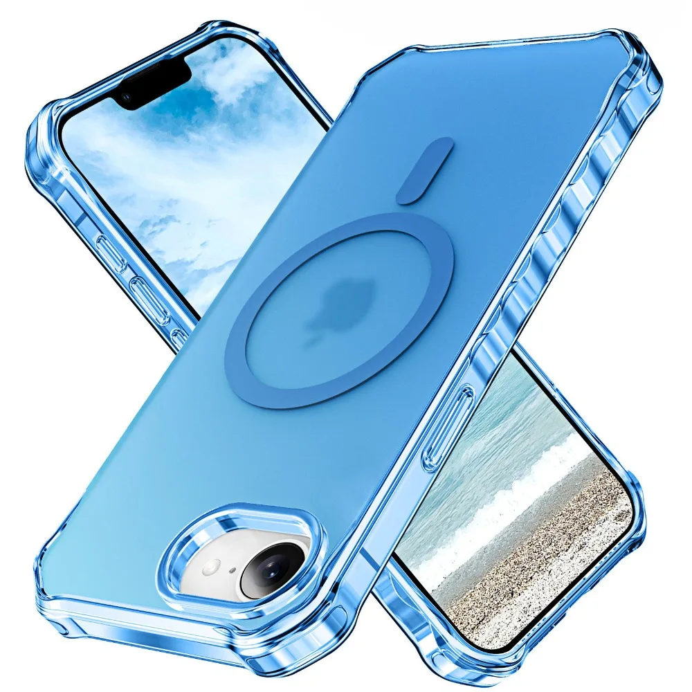 (azul, Iphone 13 Pro Max) Capa Protetora Magnética, Compatível Com Magsafe, Antiderrapante E Resistente A Impactos, Material Pctpu