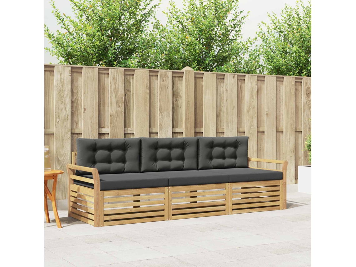 Vidaxl Conjunto De Sofás Para Exterior 3 Pcs Branco E Antracite