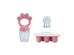 Alimentador Frutas Bebé CHRUI 6+ Meses Nuvem com Molde Gelo Alivio Gengivas (rosa)