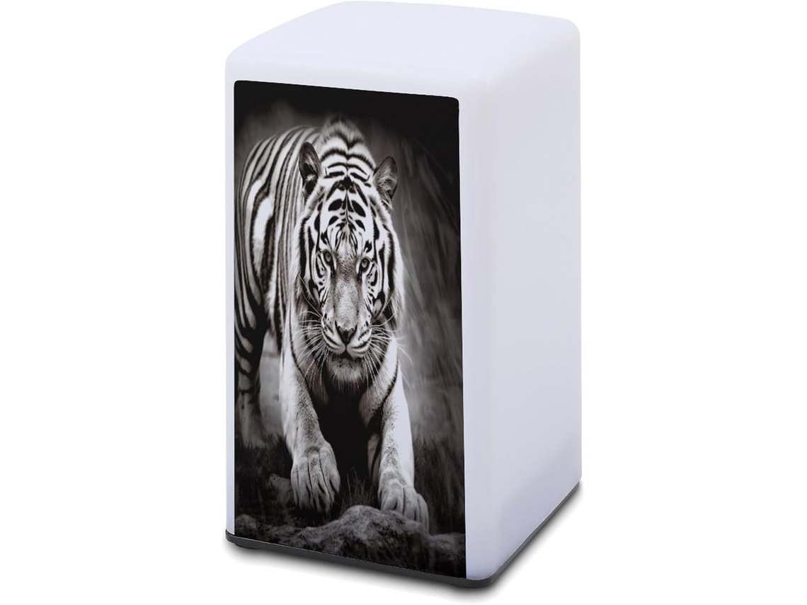 Luminária De Mesa A Bateria Com Estampa Tigre Em Preto E Branco Leitura Para Escritório, Quarto, Proteção Ocular E