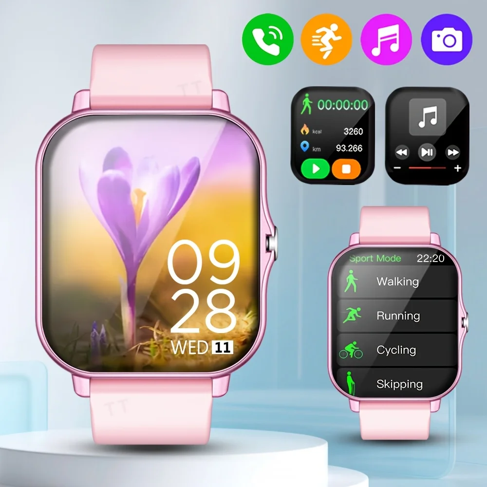 (rosa) Novo Smartwatch Multifuncional Com Tela Sensível Ao Toque Hd De 1,83 Polegadas