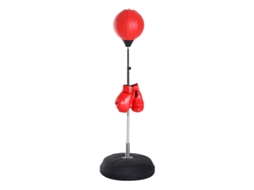 Conjunto Boxe Bola Altura Ajustável Luvas Vermelha 126 144cm VELTRIX