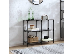 Vidaxl Mesa Consola Com Tampo Em Vidro Preto 98x30x81 Cm Aço