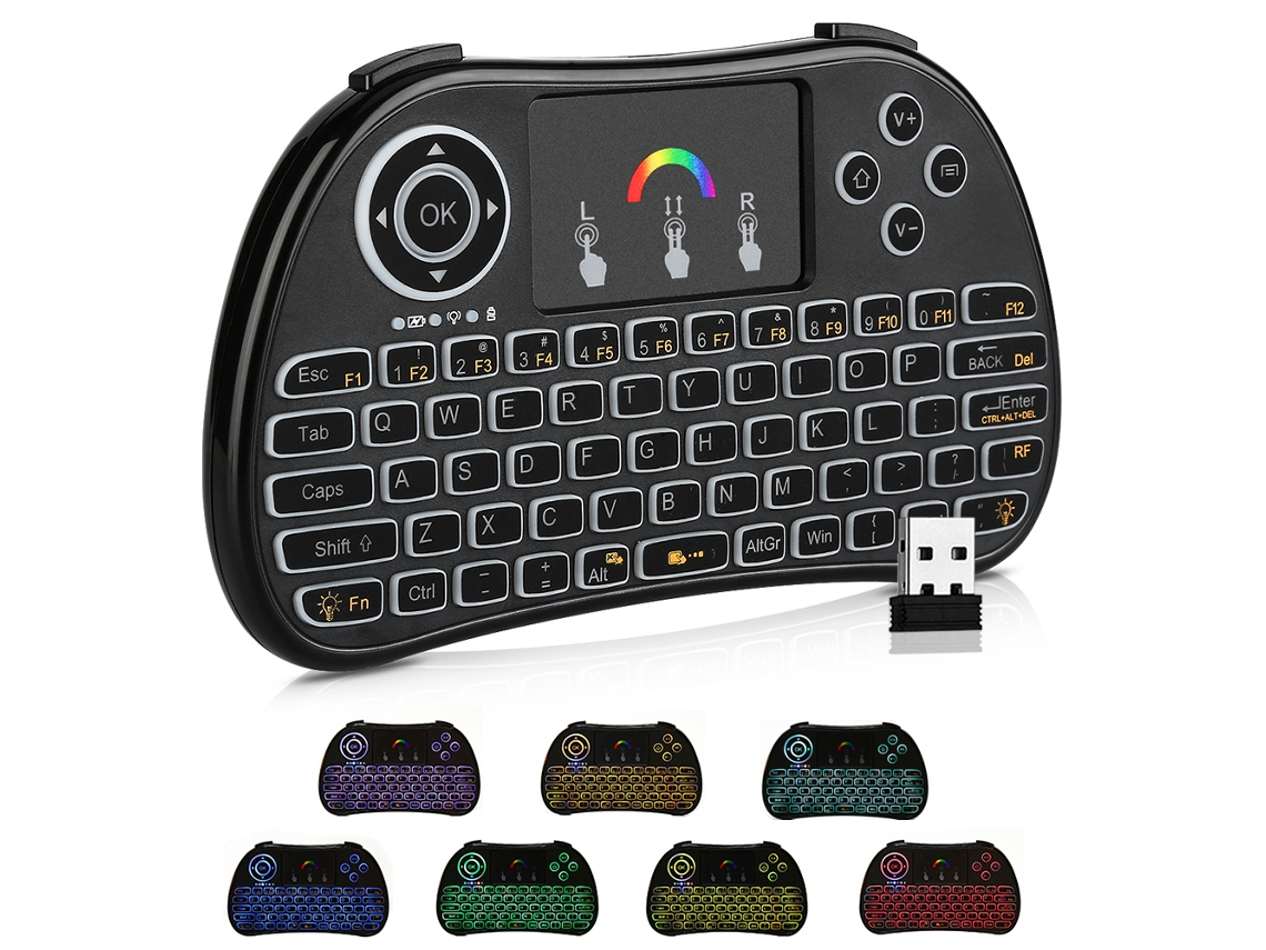 Teclado Gamer Com Touchpad, Controle Remoto, Iluminação E Conexão Sem Fio 2.4g Para Pc, Mac E Smart Tv