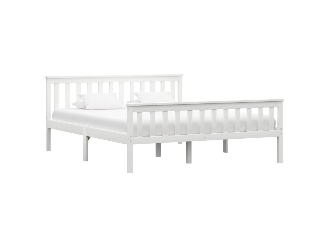 Vidaxl Estrutura De Cama Em Pinho Maciço 160x200 Cm Branco