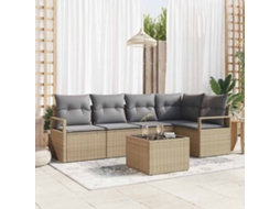 Vidaxl Conjunto De Sofás 6 Pcs Bege Vime Pe