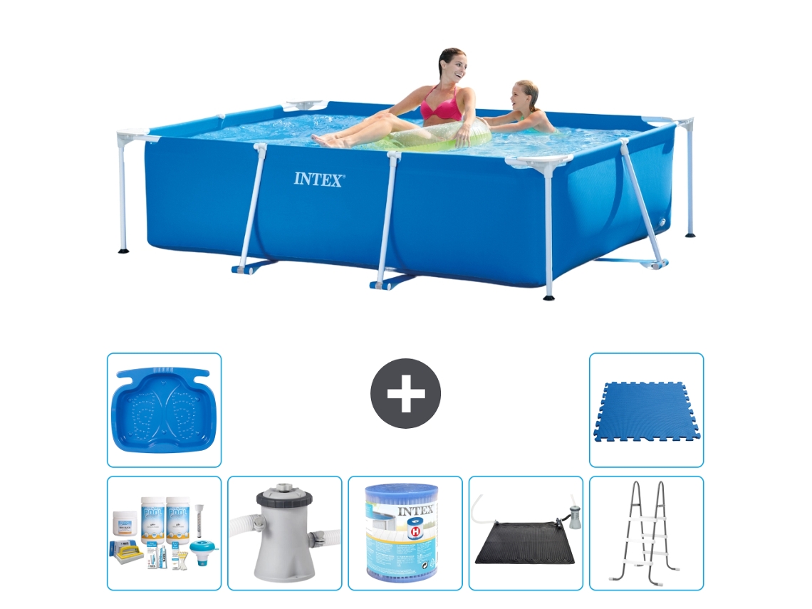 Intex Piscina Com Estrutura Retangular - 220x150x60 Cm - 8-peças S30034