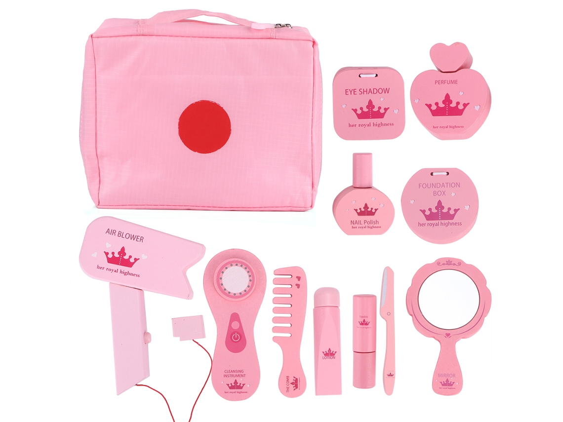 Conjunto de Maquiagem Boneca de Madeira Brinquedo Faz de Conta