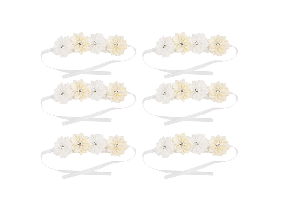 6pcs flor de pulso de fita simulada, para noiva, madrinha, casamento, branco, leite | S/MARCA