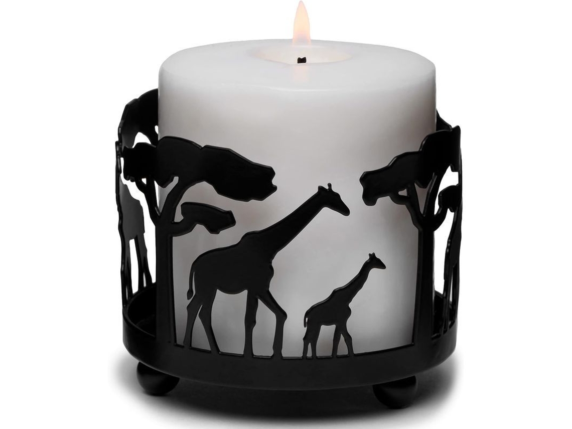 Suporte de Vela Nova Line, Forma de Girafa, Decoração, Preto